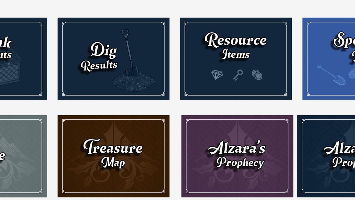The ten card-deck backs laid out in a grid