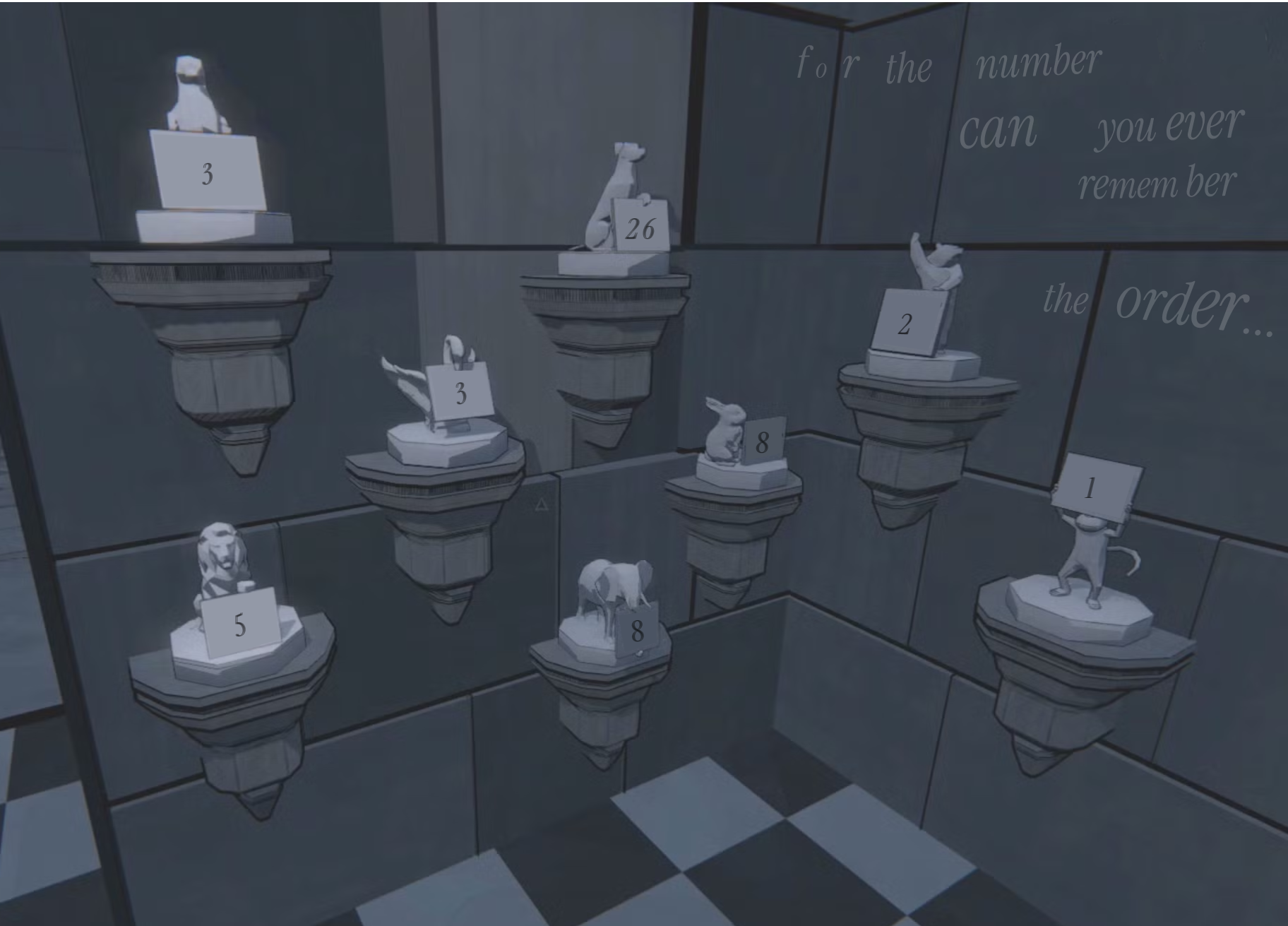Room 8 statues — the sins hold the number
