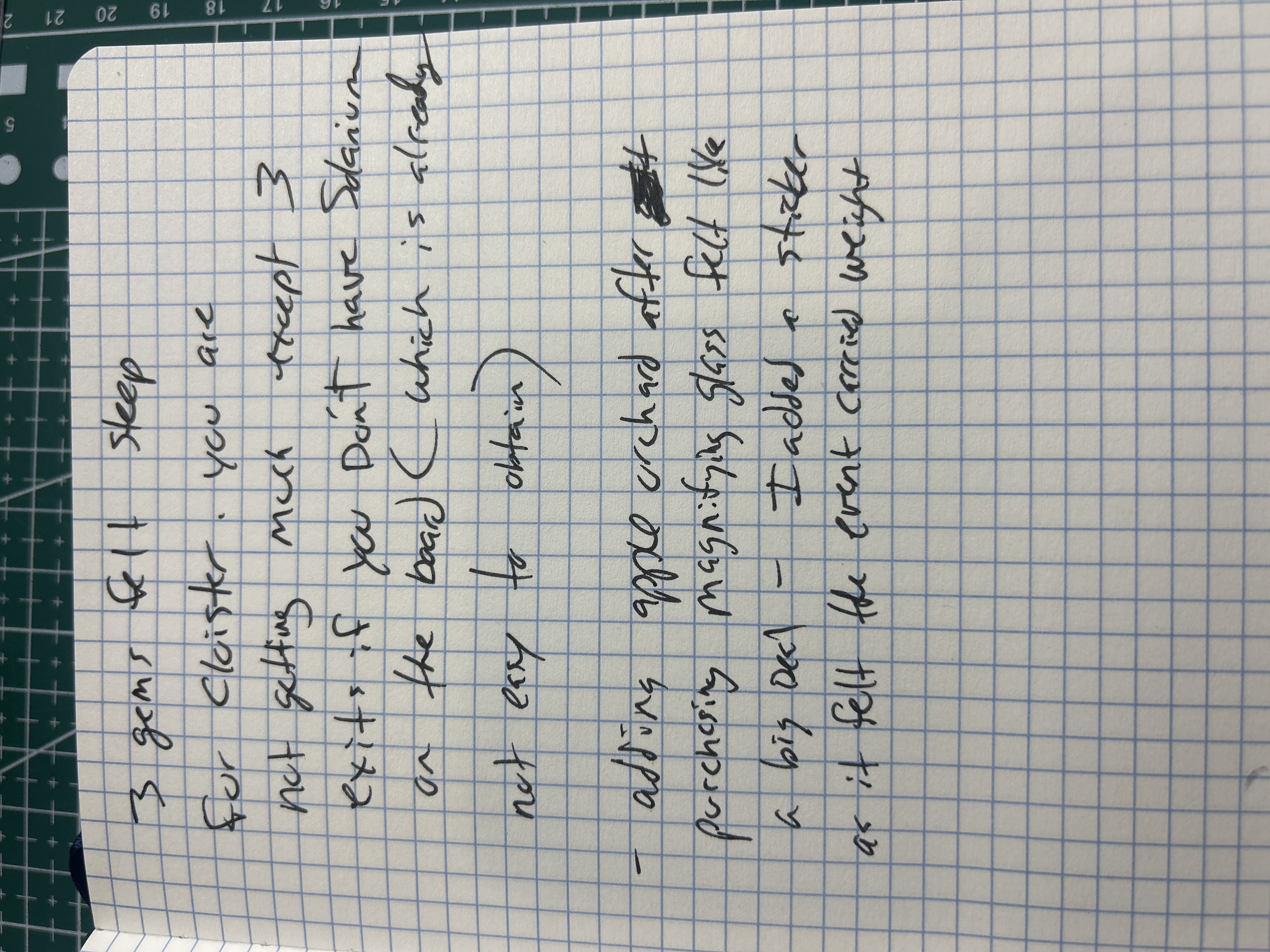 Handwritten playtest notes from Campaign 4 Day 1