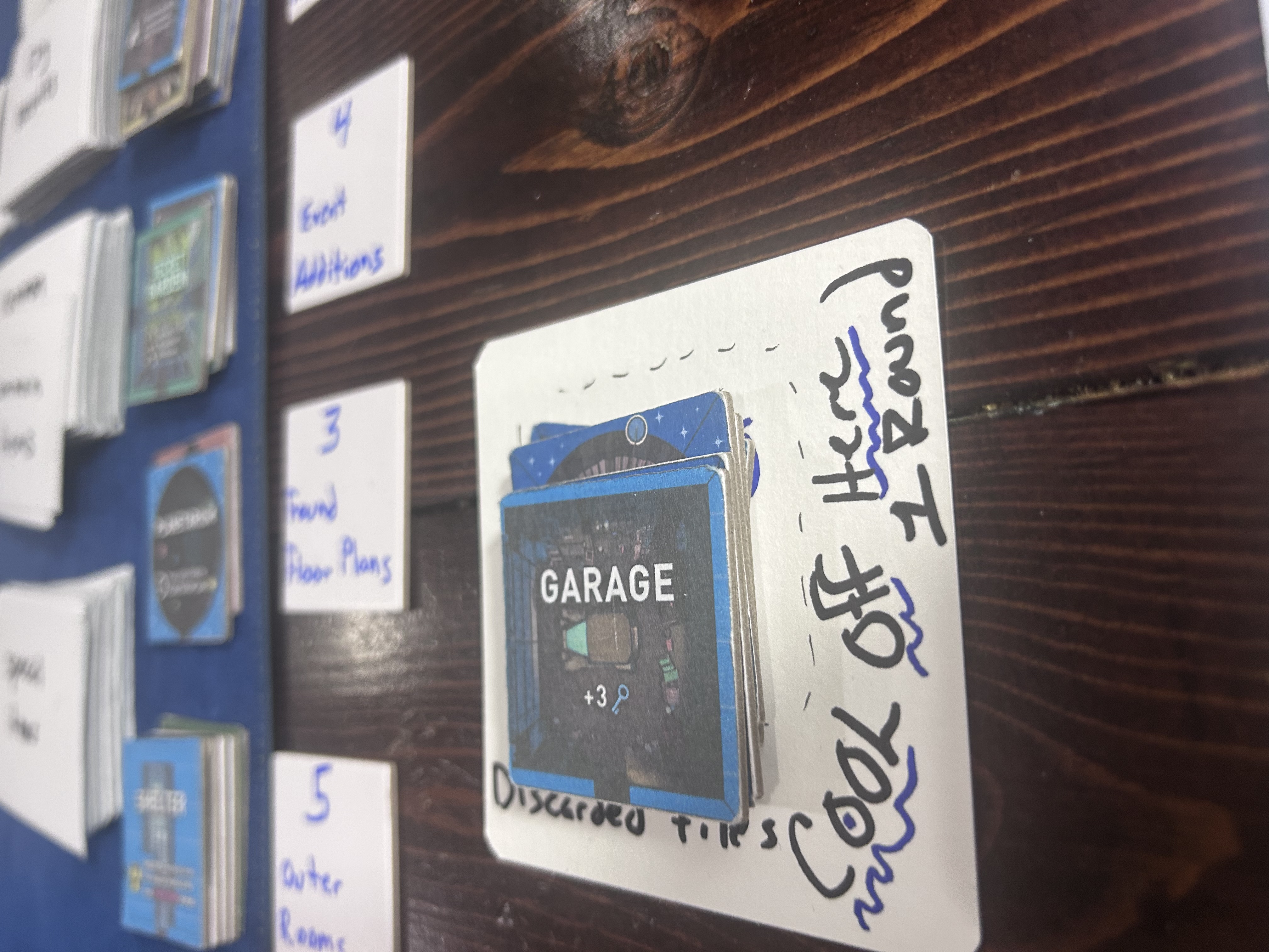 Tiles sitting on the Drawing Board labeled 'Cool Off Here 1 Round'