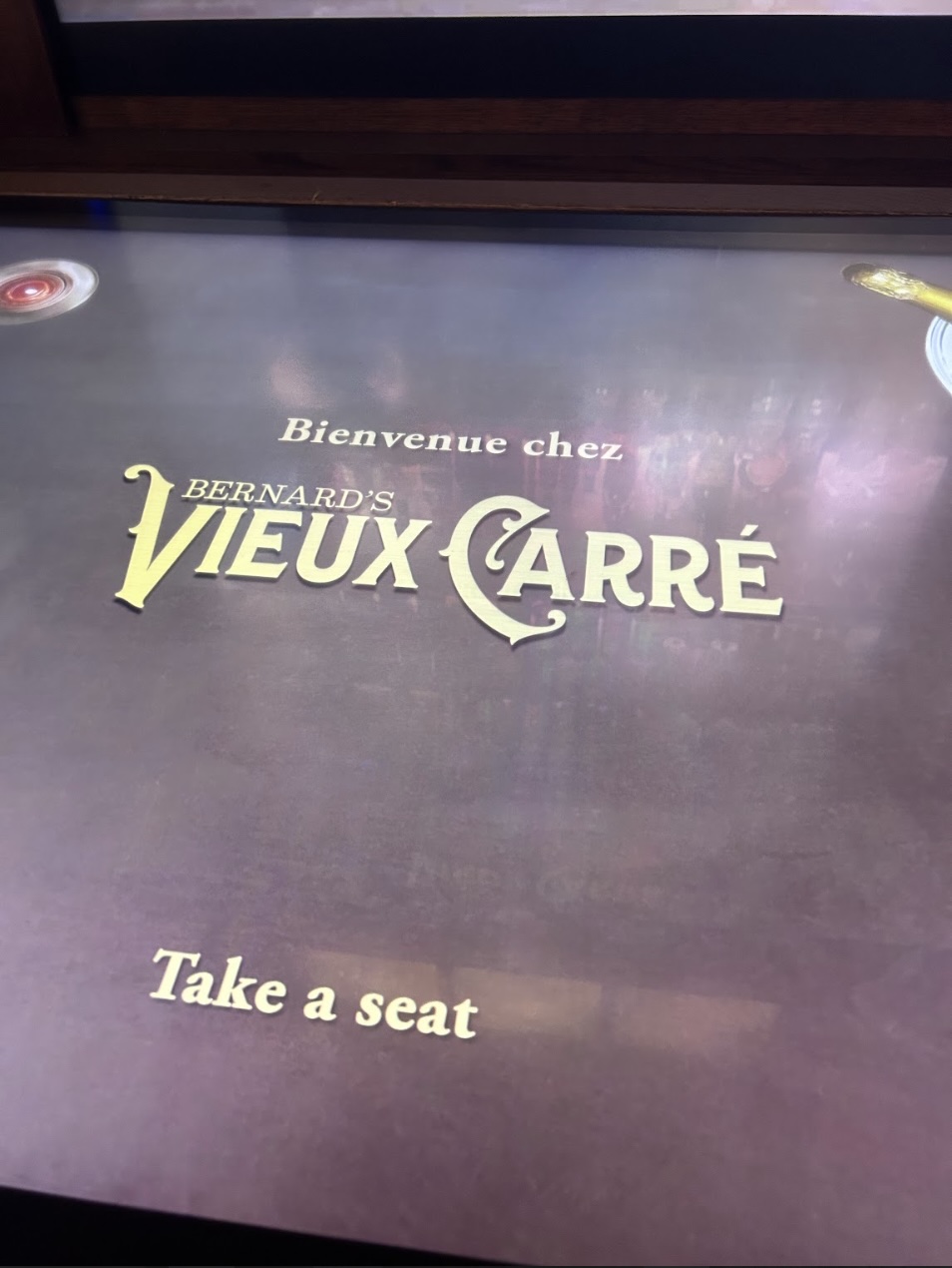 Bernard's Vieux Carré interactive bar table — Bienvenue chez — Take a seat