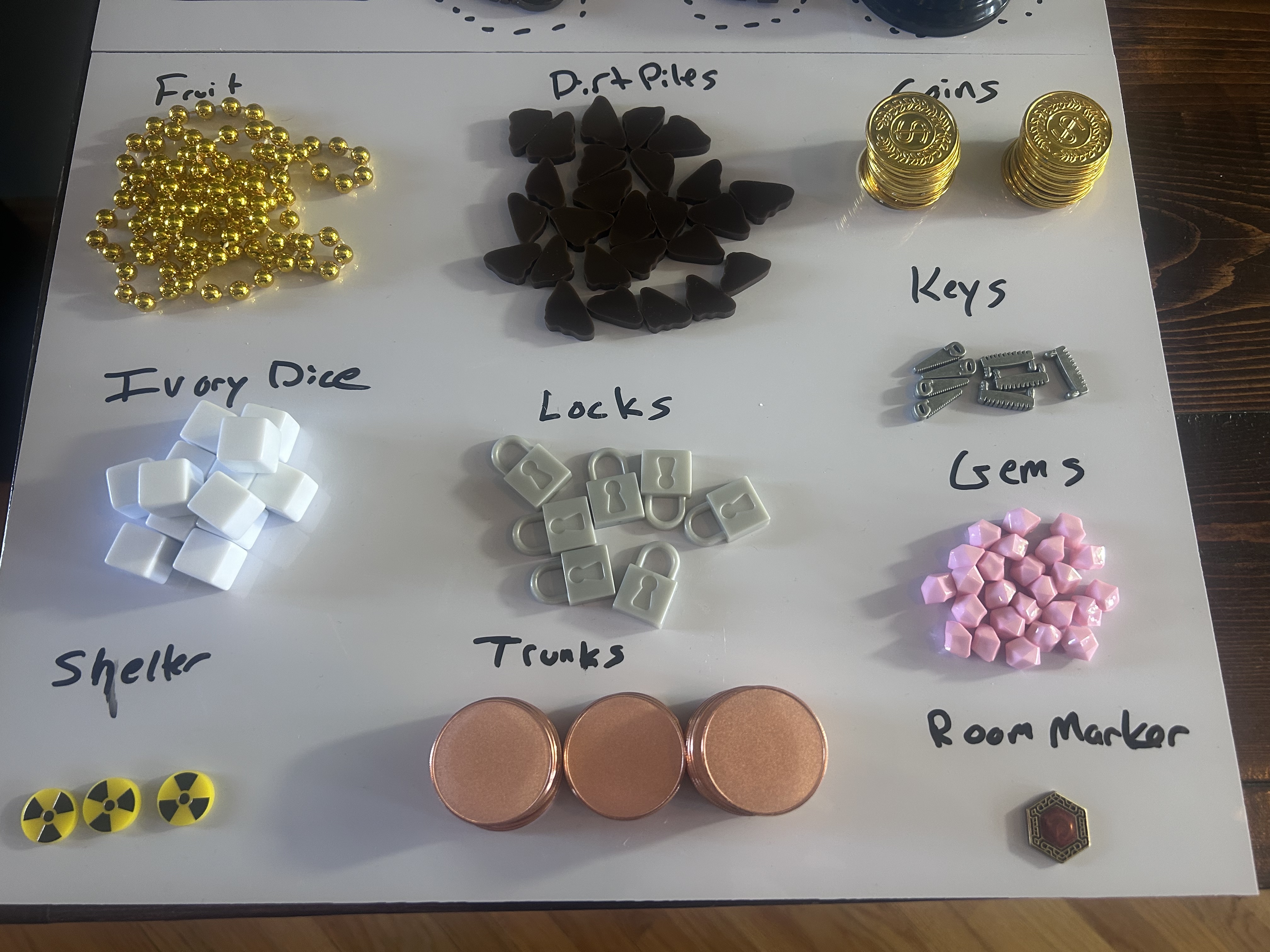 Bottom half of token mat — resource tokens