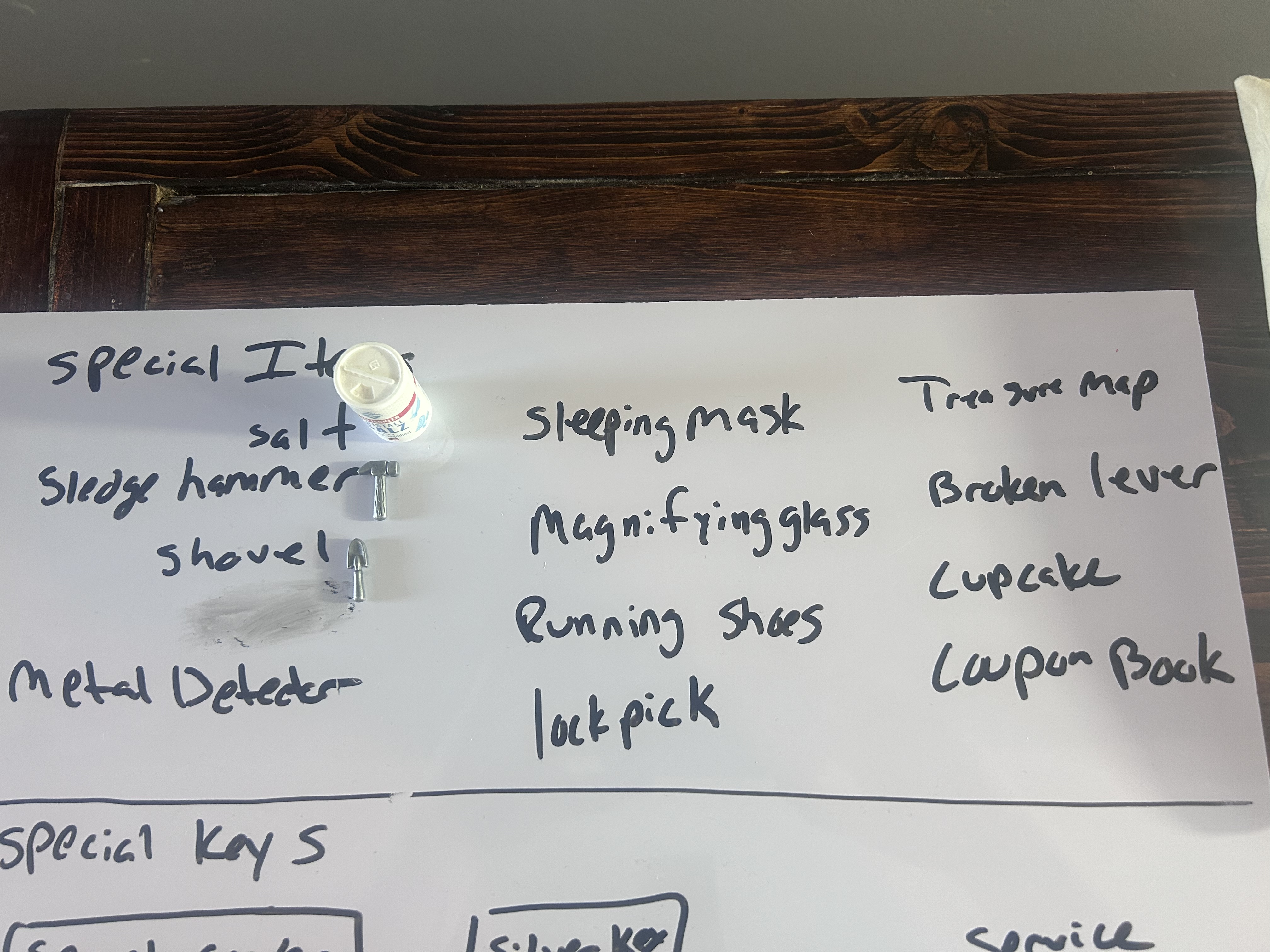 Special items section of the token mat